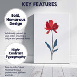 Minimalist Red Botanical Flower Paper Cut Illustration Canvas Wall Art Print Decor Picture Ready to Hang