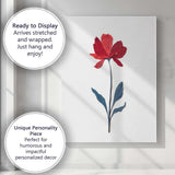 Minimalist Red Botanical Flower Paper Cut Illustration Canvas Wall Art Print Decor Picture Ready to Hang