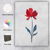 Minimalist Red Botanical Flower Paper Cut Illustration Canvas Wall Art Print Decor Picture Ready to Hang