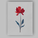 Minimalist Red Botanical Flower Paper Cut Illustration Canvas Wall Art Print Decor Picture Ready to Hang