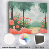 Soft Watercolour Garden Path Pink Floral Landscape Canvas Wall Art Print Decor Picture Ready to Hang