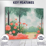 Soft Watercolour Garden Path Pink Floral Landscape Canvas Wall Art Print Decor Picture Ready to Hang