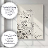 Japanese Sumi Ink Wildflower Minimalist Botanical Illustration Canvas Wall Art Print Decor Picture Ready to Hang