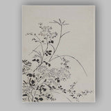 Japanese Sumi Ink Wildflower Minimalist Botanical Illustration Canvas Wall Art Print Decor Picture Ready to Hang
