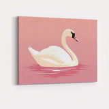 Elegant White Swan On Blush Pink Water Minimalist Wildlife Canvas Wall Art Print Decor Picture Ready to Hang