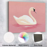 Elegant White Swan On Blush Pink Water Minimalist Wildlife Canvas Wall Art Print Decor Picture Ready to Hang