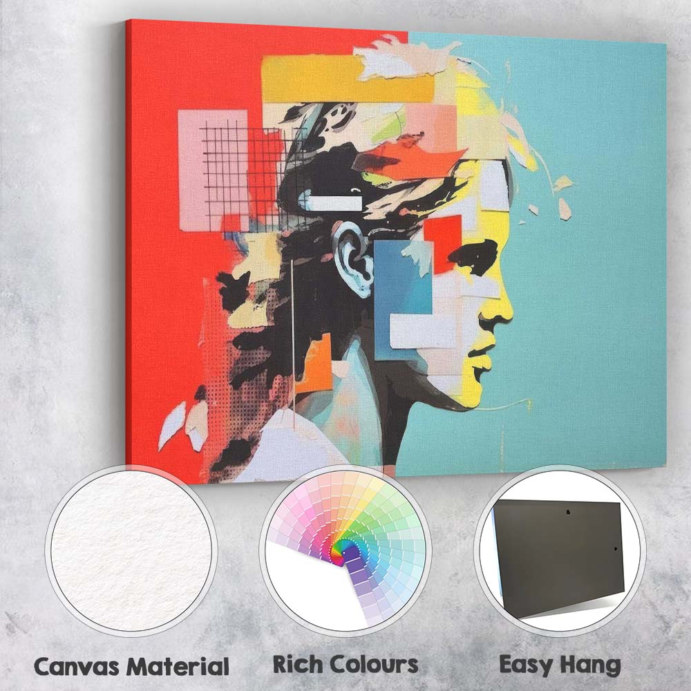 Contemporary Abstract Geometric Portrait Colour Block Collage Canvas Wall Art Print Decor Picture Ready to Hang