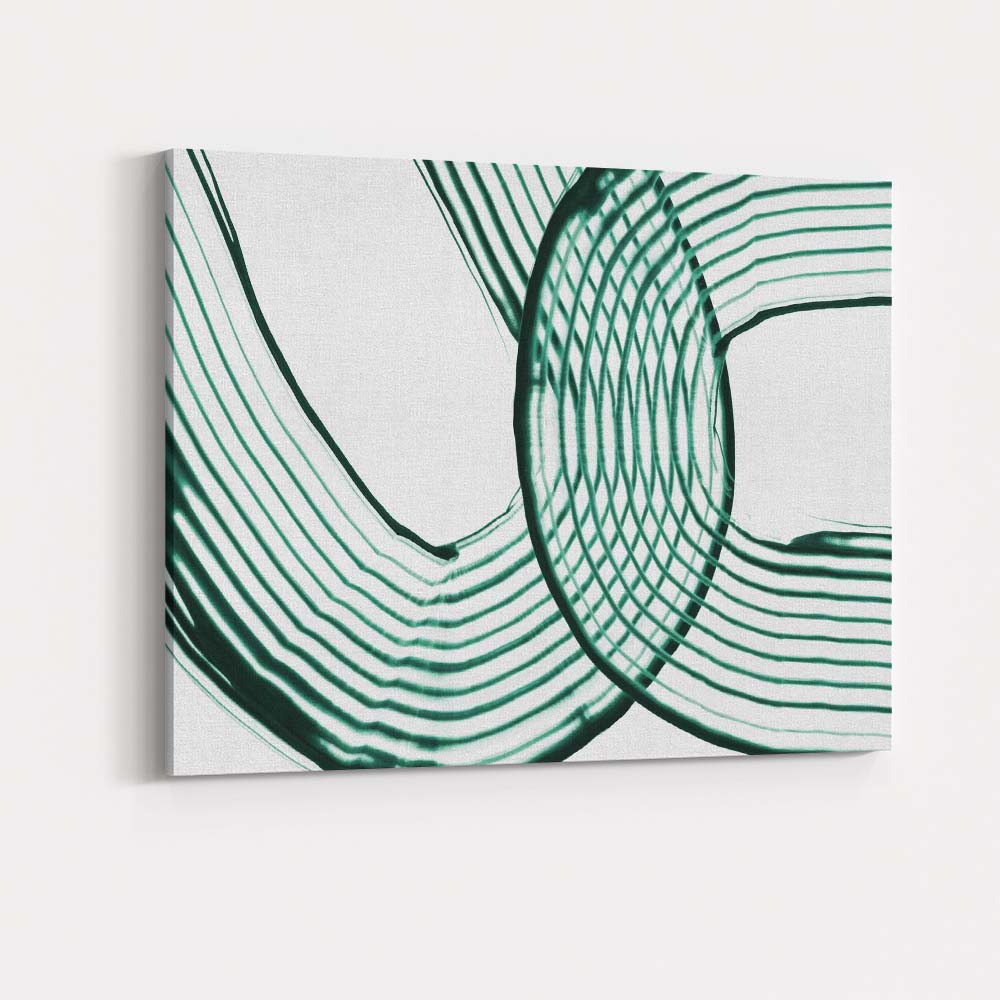 Abstract Emerald Green Interwoven Line Geometric Pattern Canvas Wall Art Print Decor Picture Ready to Hang