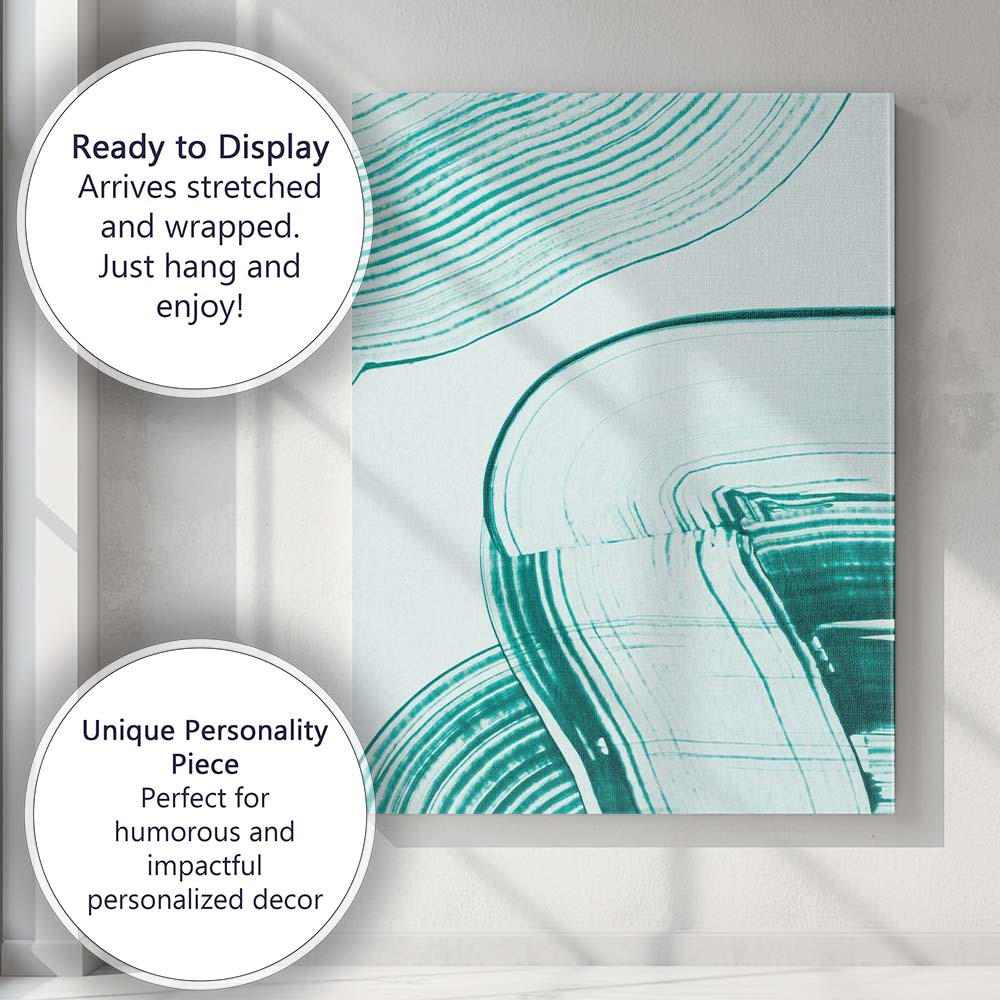 Contemporary Teal Layered Brushstroke Abstract Shapes Canvas Wall Art Print Decor Picture Ready to Hang