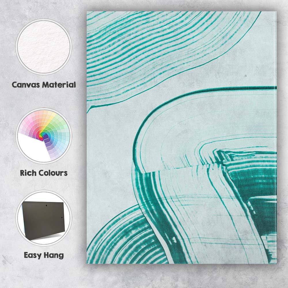 Contemporary Teal Layered Brushstroke Abstract Shapes Canvas Wall Art Print Decor Picture Ready to Hang