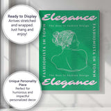 Retro Green Fashion Typography Female Line Art Poster Canvas Wall Art Print Decor Picture Ready to Hang
