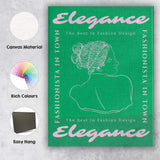 Retro Green Fashion Typography Female Line Art Poster Canvas Wall Art Print Decor Picture Ready to Hang