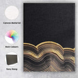 Abstract Black Gold Metallic Layered Wave Pattern Canvas Wall Art Print Decor Picture Ready to Hang