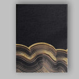 Abstract Black Gold Metallic Layered Wave Pattern Canvas Wall Art Print Decor Picture Ready to Hang