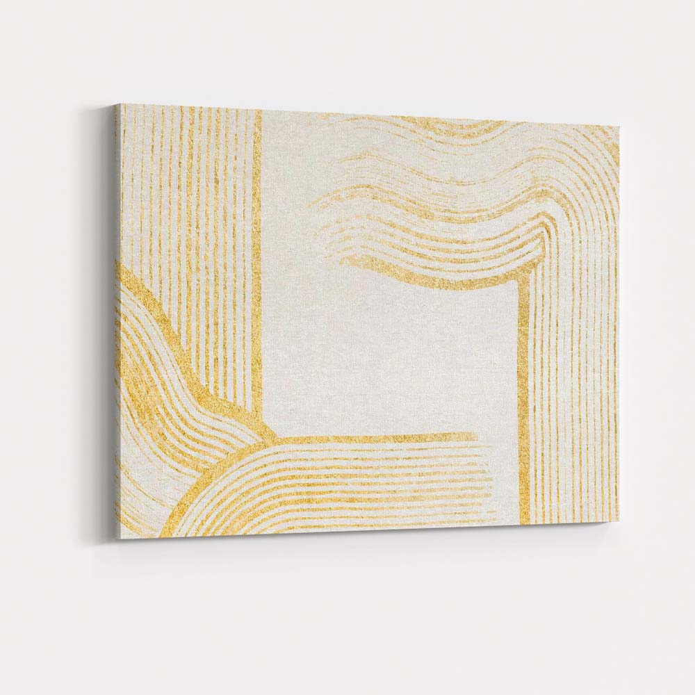 Modern Gold Geometric Line Abstract Pattern Canvas Wall Art Print Decor Picture Ready to Hang