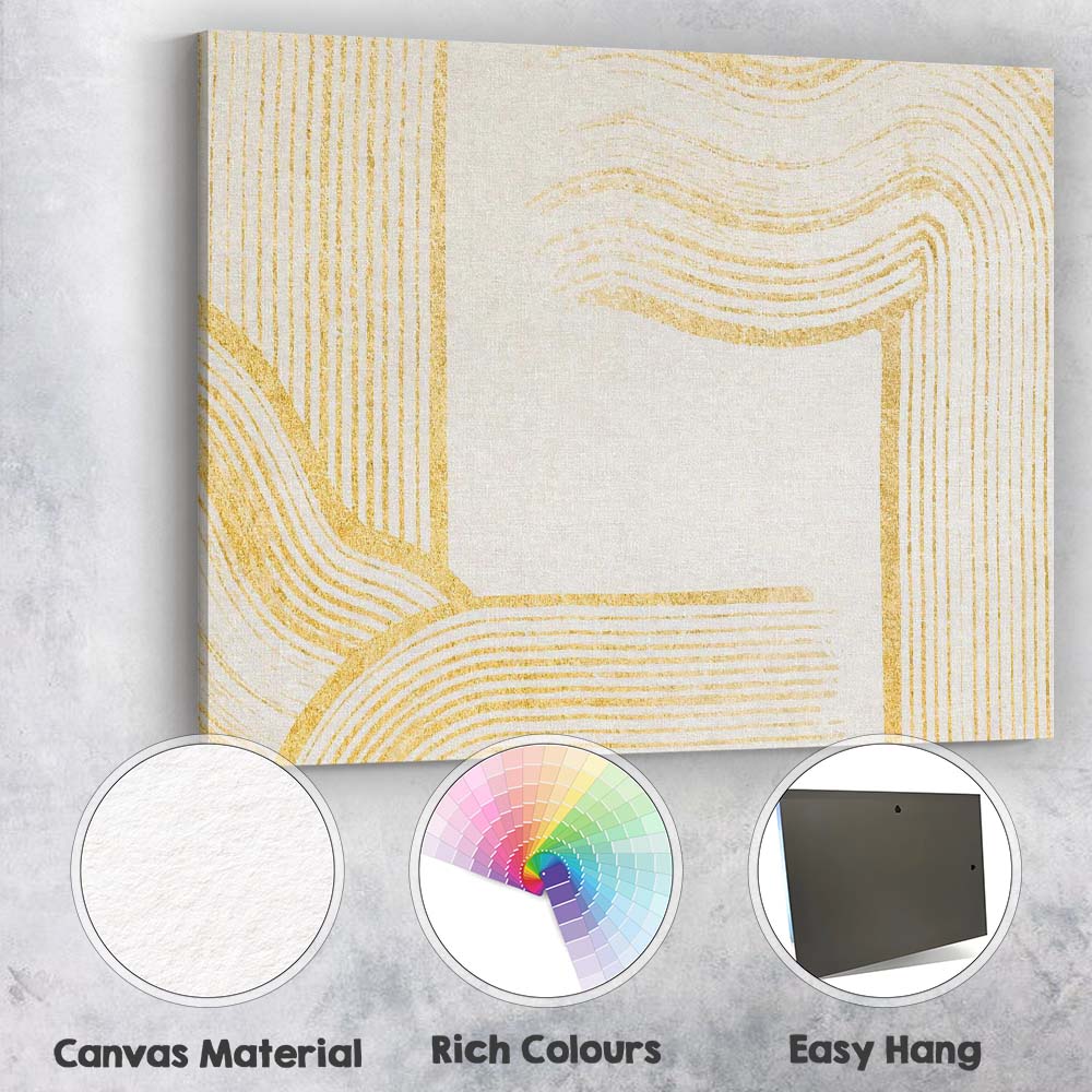 Modern Gold Geometric Line Abstract Pattern Canvas Wall Art Print Decor Picture Ready to Hang