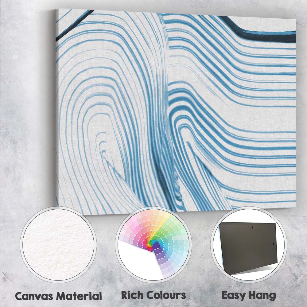 Abstract Light Blue Flowing Line Brushstroke Pattern Canvas Wall Art Print Decor Picture Ready to Hang