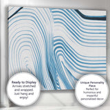 Abstract Light Blue Flowing Line Brushstroke Pattern Canvas Wall Art Print Decor Picture Ready to Hang