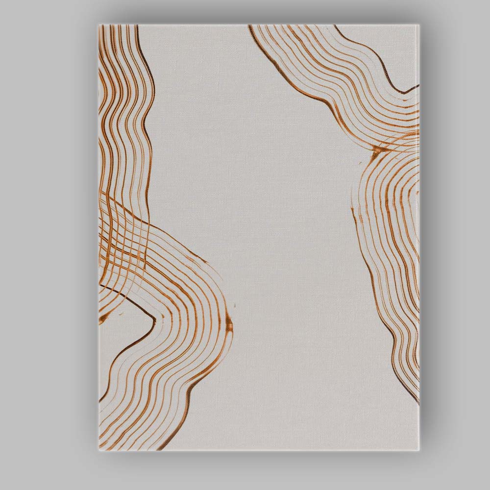 Minimalist Copper Brown Wavy Line Abstract Pattern Canvas Wall Art Print Decor Picture Ready to Hang