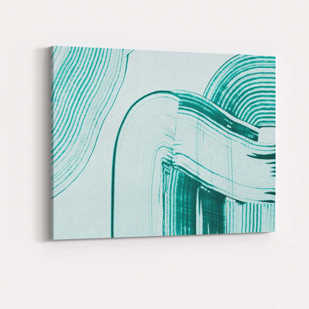 Contemporary Teal Curved Brushstroke Abstract Shapes Canvas Wall Art Print Decor Picture Ready to Hang