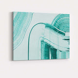 Contemporary Teal Curved Brushstroke Abstract Shapes Canvas Wall Art Print Decor Picture Ready to Hang
