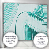 Contemporary Teal Curved Brushstroke Abstract Shapes Canvas Wall Art Print Decor Picture Ready to Hang