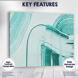 Contemporary Teal Curved Brushstroke Abstract Shapes Canvas Wall Art Print Decor Picture Ready to Hang