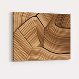 Contemporary Brown Curved Linear Abstract Pattern Canvas Wall Art Print Decor Picture Ready to Hang