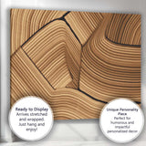 Contemporary Brown Curved Linear Abstract Pattern Canvas Wall Art Print Decor Picture Ready to Hang