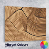 Contemporary Brown Curved Linear Abstract Pattern Canvas Wall Art Print Decor Picture Ready to Hang
