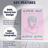 Pastel Pink Love You Classical Sculpture Typography Canvas Wall Art Print Decor Picture Ready to Hang