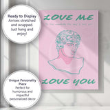 Pastel Pink Love You Classical Sculpture Typography Canvas Wall Art Print Decor Picture Ready to Hang