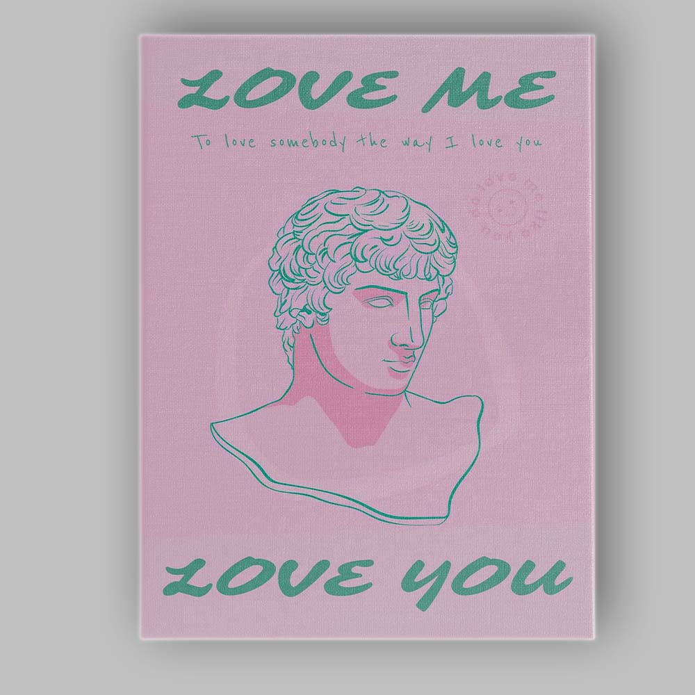 Pastel Pink Love You Classical Sculpture Typography Canvas Wall Art Print Decor Picture Ready to Hang