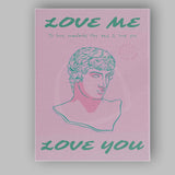Pastel Pink Love You Classical Sculpture Typography Canvas Wall Art Print Decor Picture Ready to Hang