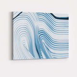 Contemporary Blue Curved Flow Line Abstract Artwork Canvas Wall Art Print Decor Picture Ready to Hang