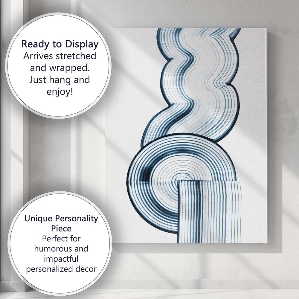 Minimalist Blue Organic Geometric Line Abstract Shapes Canvas Wall Art Print Decor Picture Ready to Hang