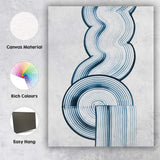 Minimalist Blue Organic Geometric Line Abstract Shapes Canvas Wall Art Print Decor Picture Ready to Hang