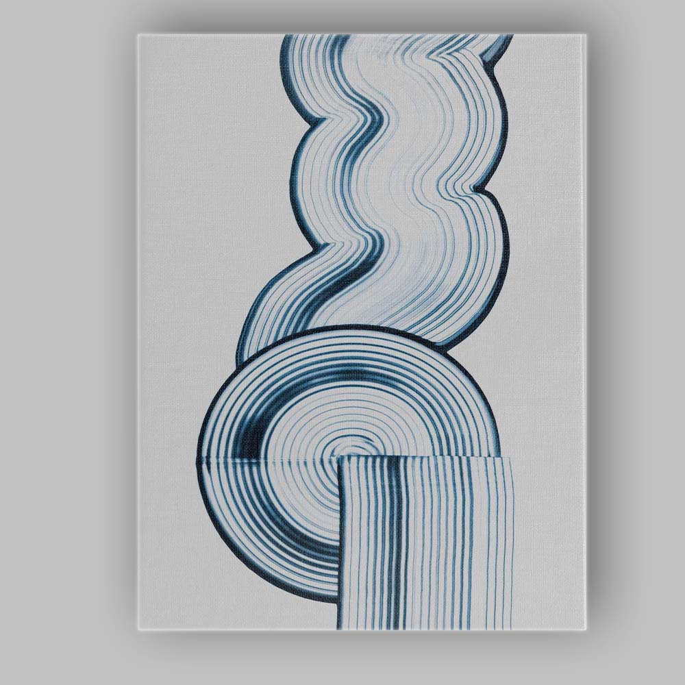 Minimalist Blue Organic Geometric Line Abstract Shapes Canvas Wall Art Print Decor Picture Ready to Hang