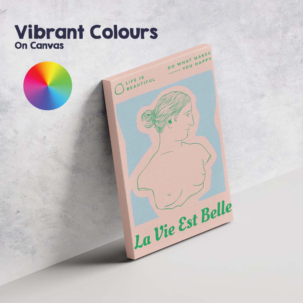 Pastel Pink La Vie Est Belle Classical Female Bust Typography Canvas Wall Art Print Decor Picture Ready to Hang