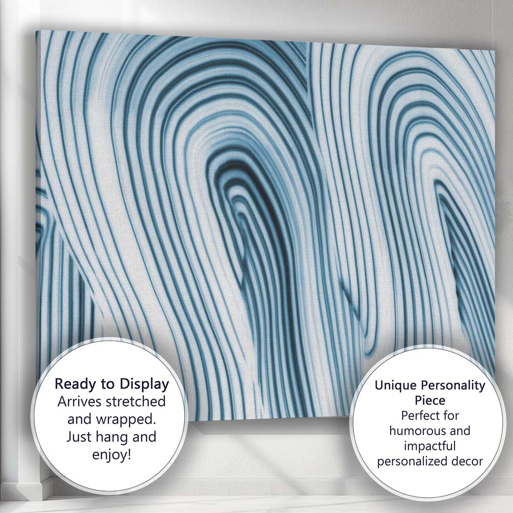 Abstract Blue Organic Contour Line Flow Modern Canvas Wall Art Print Decor Picture Ready to Hang