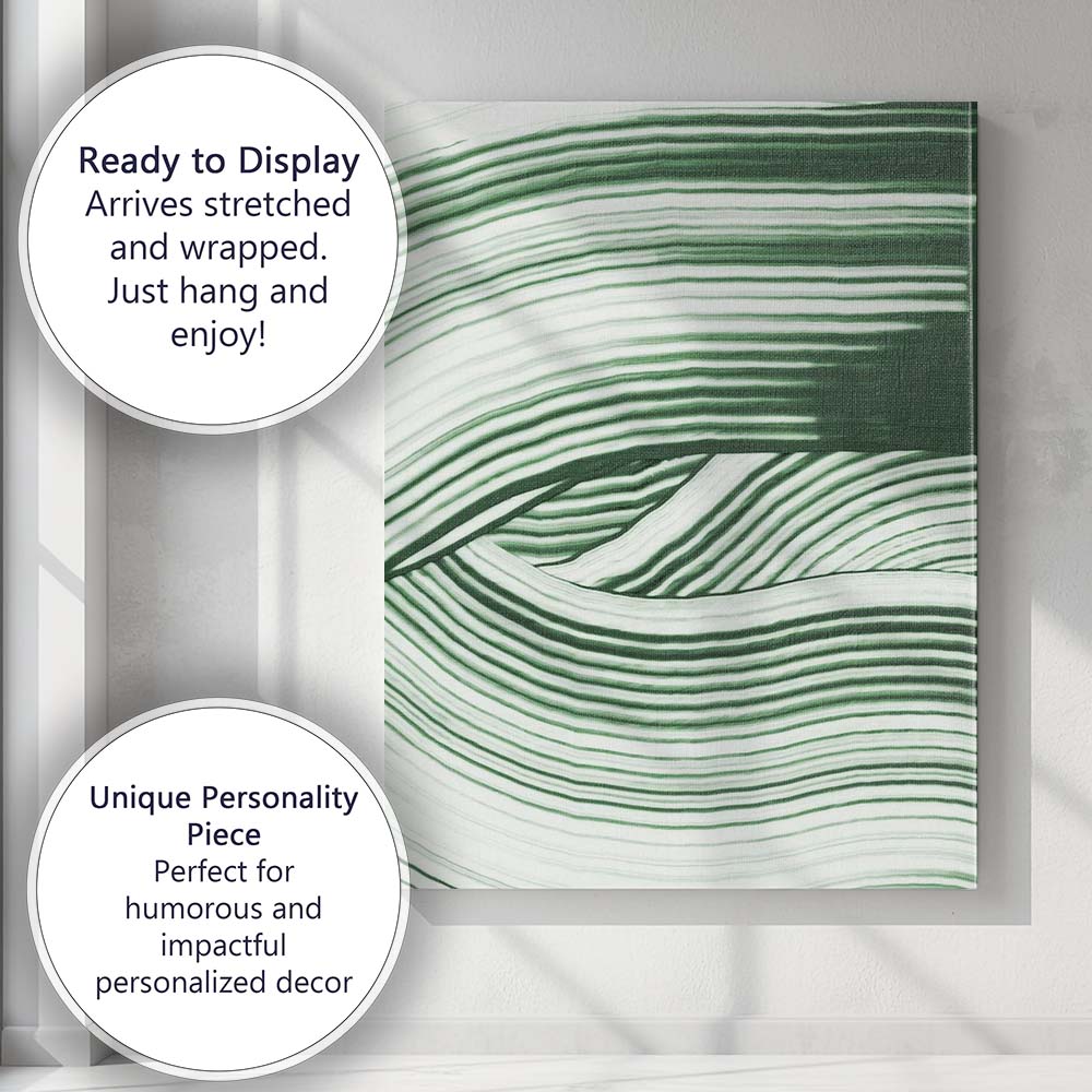 Modern Sage Green Layered Contour Line Abstract Canvas Wall Art Print Decor Picture Ready to Hang