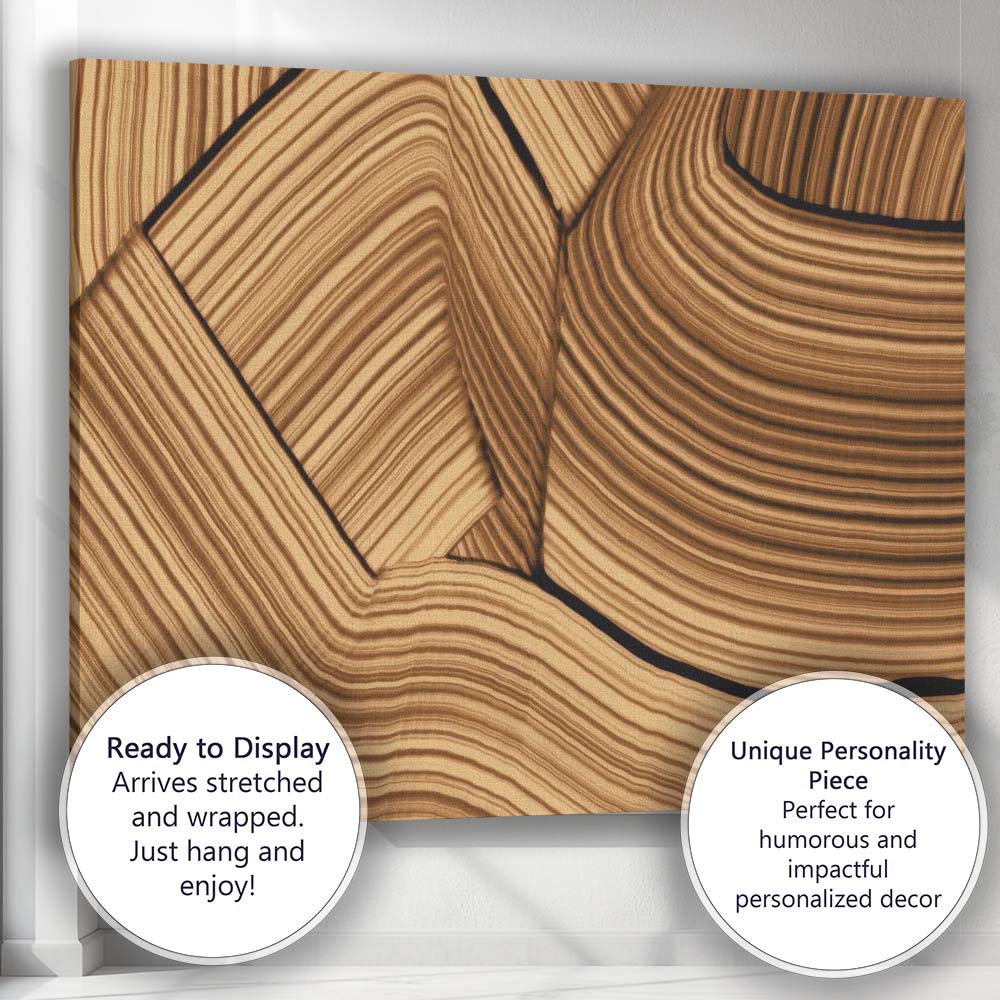Abstract Warm Beige Interwoven Contour Line Minimalist Canvas Wall Art Print Decor Picture Ready to Hang