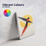 Minimalist Black and Red Swallow Bird Sun Graphic Canvas Wall Art Print Decor Picture Ready to Hang