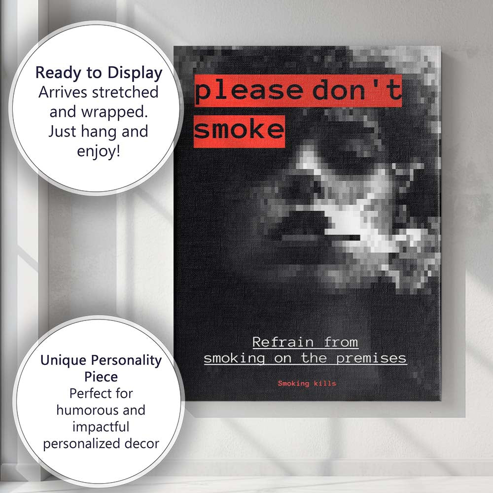 Minimalist No Smoking Safety Awareness Typography Poster Canvas Wall Art Print Decor Picture Ready to Hang