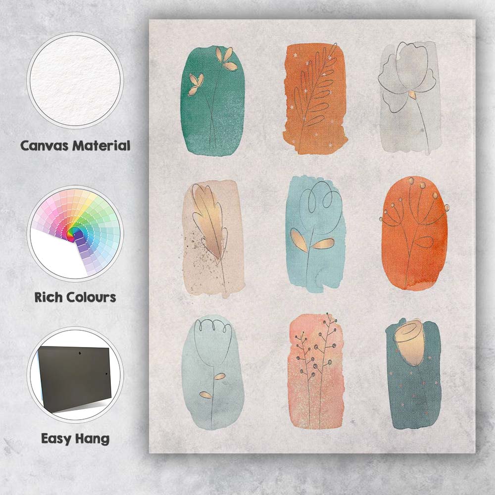 Pastel Botanical Watercolour Abstract Floral Collection Canvas Wall Art Print Decor Picture Ready to Hang