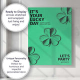 Green Lucky Shamrock Saint Patricks Day Typography Canvas Wall Art Print Decor Picture Ready to Hang