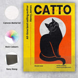Bold Black Cat Minimalist Book Cover Illustration Canvas Wall Art Print Decor Picture Ready to Hang
