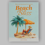 Tropical Beach Bliss Summer Holiday Illustration Canvas Wall Art Print Decor Picture Ready to Hang
