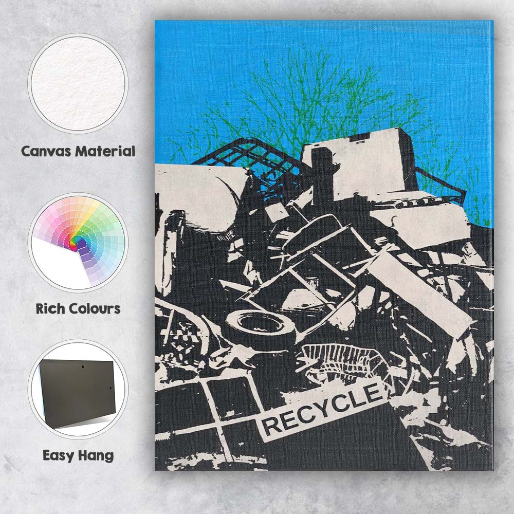 Urban Recycling Scrap Metal Industrial Pop Art Canvas Wall Art Print Decor Picture Ready to Hang