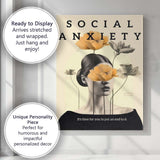 Surreal Social Anxiety Floral Woman Portrait Canvas Wall Art Print Decor Picture Ready to Hang
